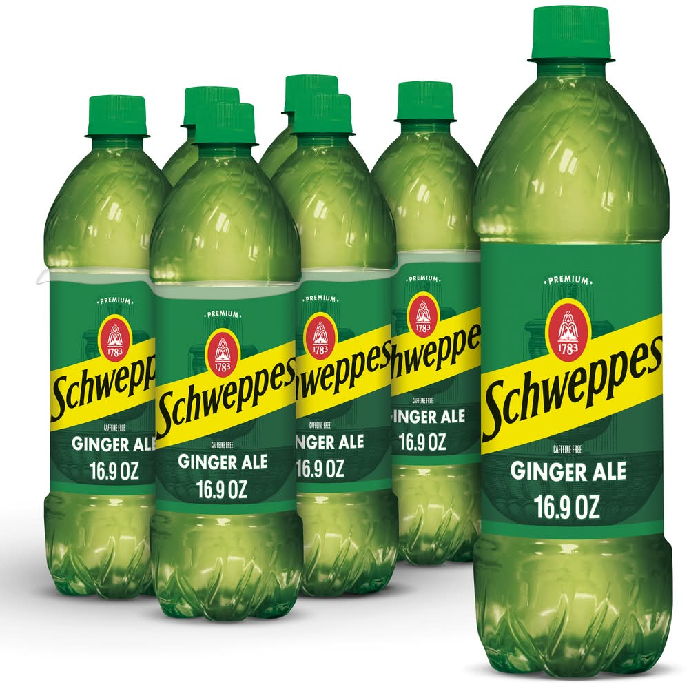 Schweppes Caffeine Free Ginger Ale Soda (6 x 16.9 fl oz)