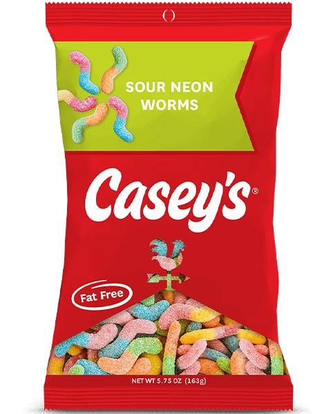 Casey's Sour Neon Gummi Worms 4.5oz