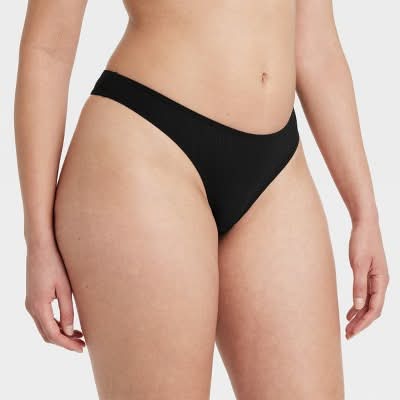 Women's Modal Blend Thong Underwear - Auden™ Black XL: Low Rise, Cotton Gusset, Elastic Leg Openings