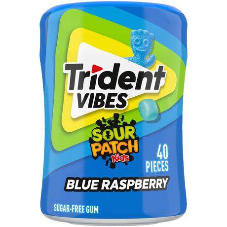 Trident Vibes Sour Patch Kids Sugar Free Gum, Blue Raspberry (40 ct)