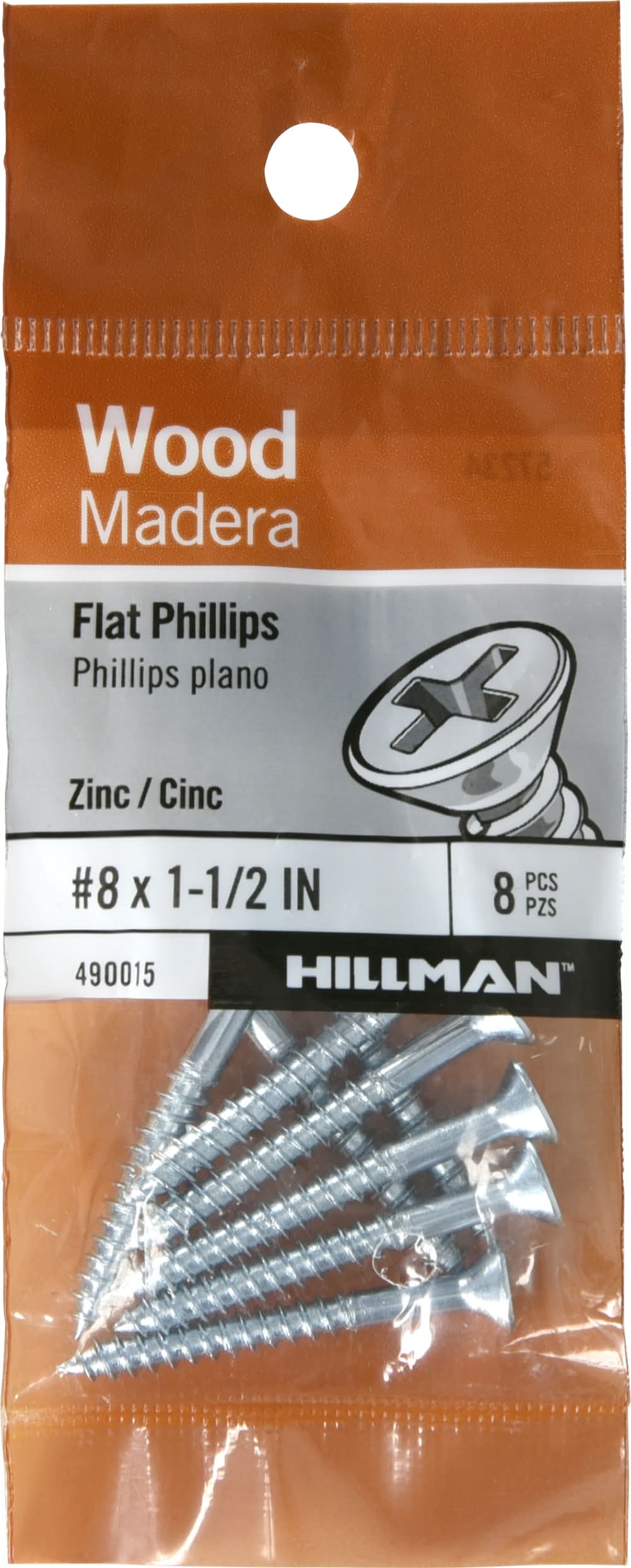 Hillman #8 x 1-1/2-in Zinc-plated Interior Wood screws ( 8 -Per Box )