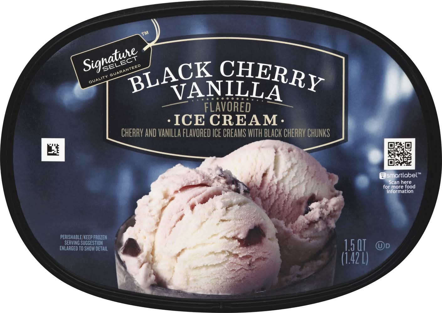 Signature Select Black Cherry Ice Cream, Vanilla (1.5 qt