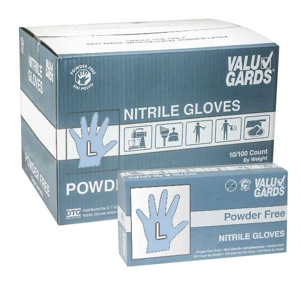 Valugards Powder Free Nitrile Disposable Gloves, Large (10 x 100 ct)