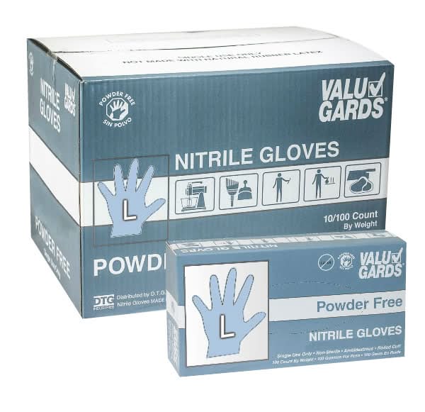 Valugards Powder Free Nitrile Disposable Gloves, Large (10 x 100 ct)