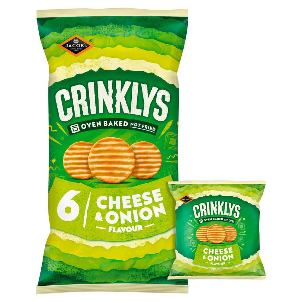 Jacob's Crinkly's Cheese & Onion Flavour Baked Snacks Multipack (6 per pack)