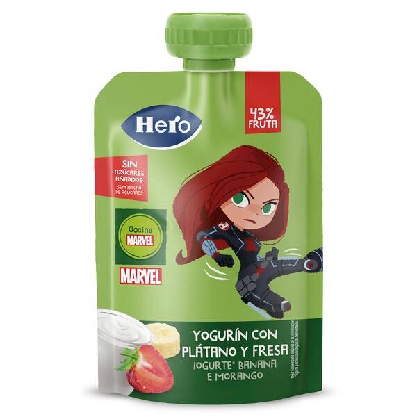 Yogur con plátano y fresa Hero bolsa 100 g