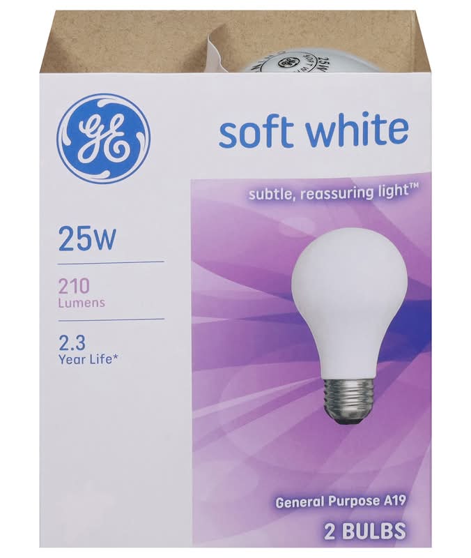 General Electric 25W Soft White Light A19 Bulbs