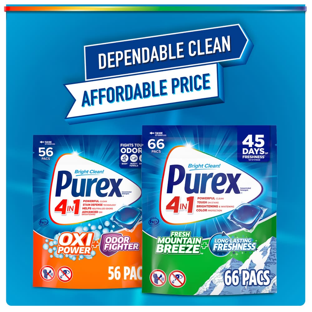 Purex 4-In-1 Laundry Detergent Pacs, Mountain Breeze Scent (1.15 lbs, 35 ct)