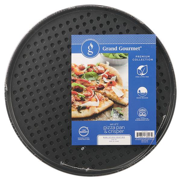 Grand Gourmet Pizza and Crisper Pan, Dark Grey, 2 Pc Set