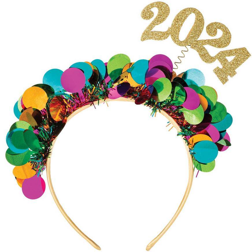 Colorful Confetti 2024 Tinsel Headband