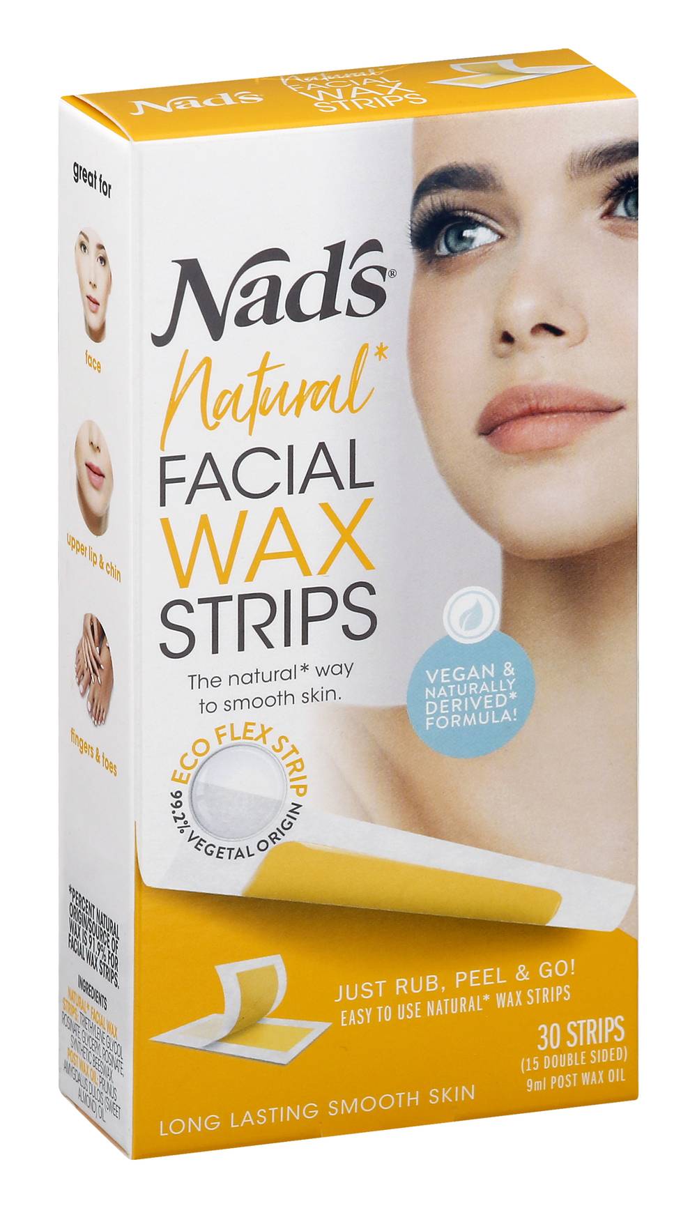 Nad's Natural Facial Wax Strips (30 ct)