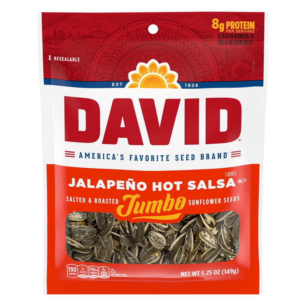 David Jumbo Sunflower Seeds Jalapeno Hot Salsa Flavor (5.3 oz)