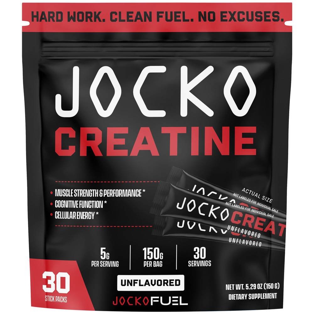 Jocko Fuel Creatine Unflavored Stick pack (5.29 oz, 30 ct)