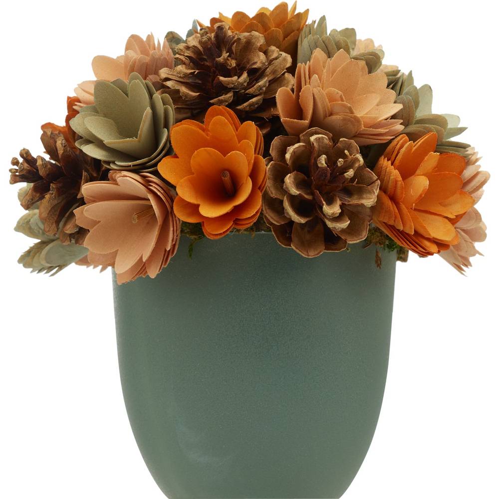 Fall Fest Orange Wood Chip Flower Bouquet With Pot