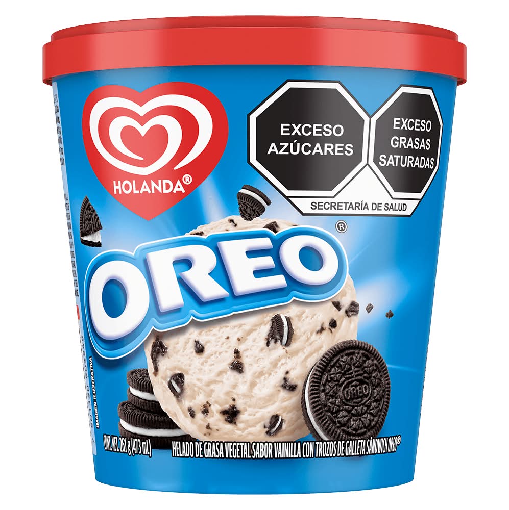Holanda · Helado de grasa vegetal con trozos de galleta oreo (473 ml)