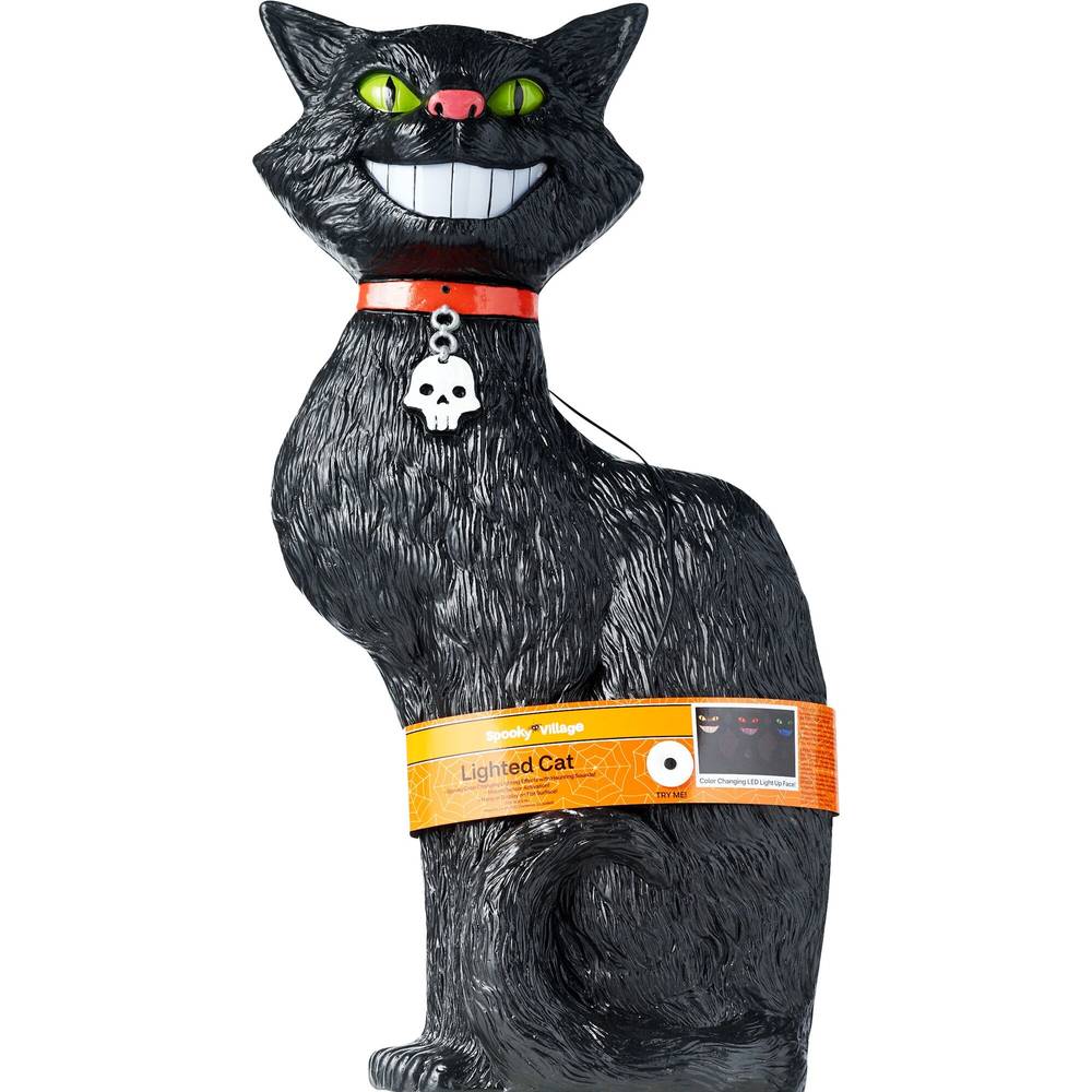 Spooky Village Lighted Cat, 24 in