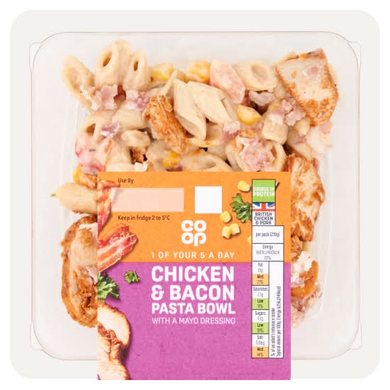 Co-op Chicken & Bacon Pasta Bowl (270g)
