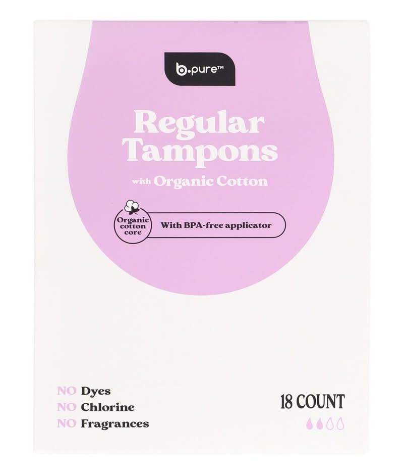 b.pure Regular Tampon With Organic Cotton, 18-pc Pack