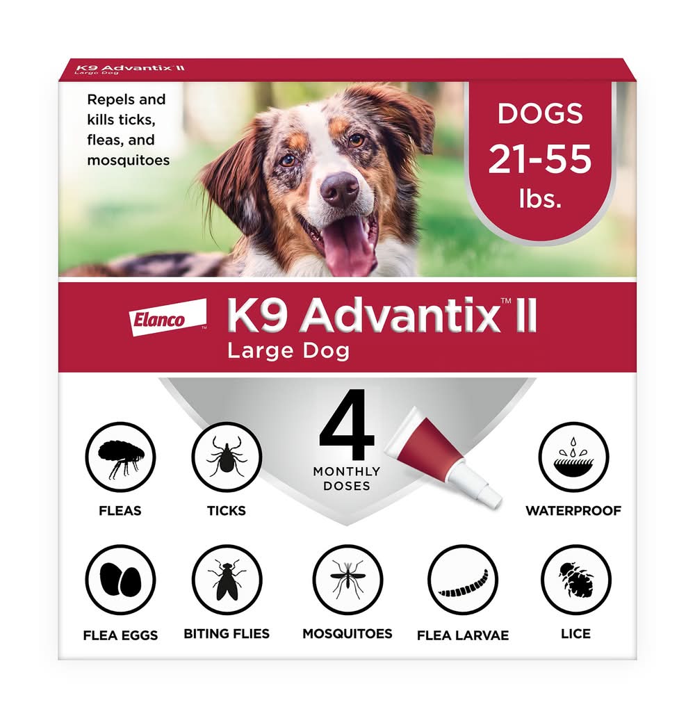 K9 Advantix® II Flea & Tick Prevention for Large Dogs 21-55 lbs, Monthly Spot Treatment
