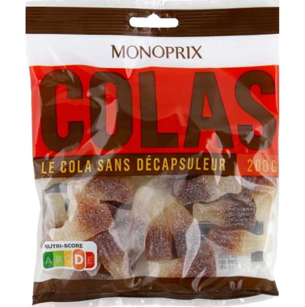 Monoprix - Bonbons confiserie gélifiée aromatisée, cola (200g)