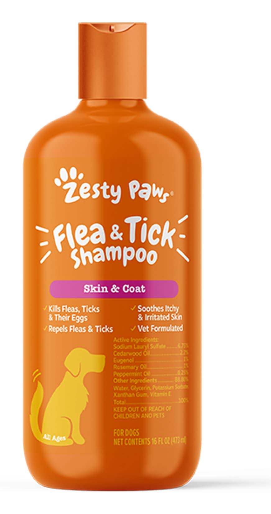 Zesty Paws Flea & Tick Shampoo, 16 fl oz Bottle (Size: 16 Fl Oz)