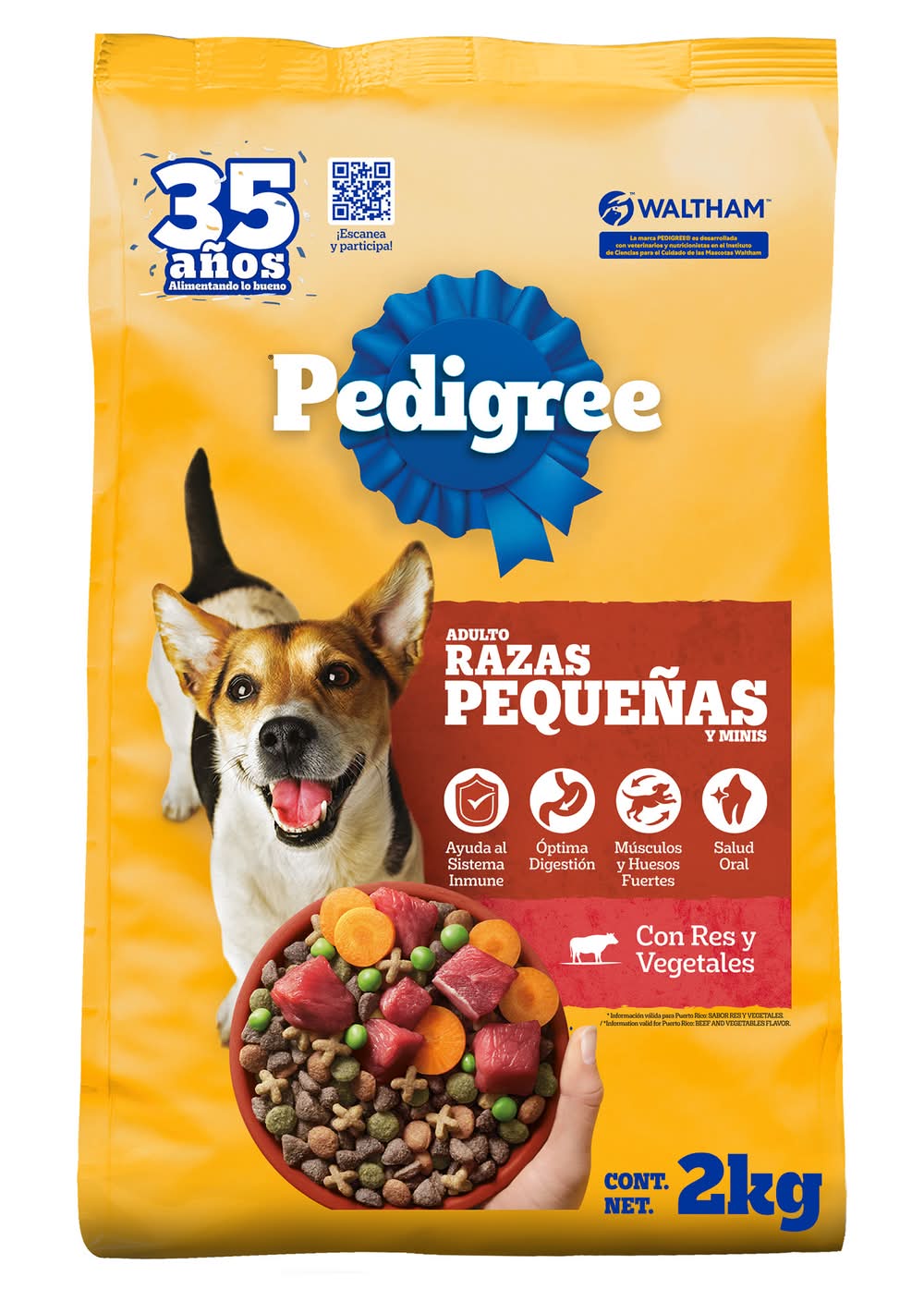 Pedigree · Alimento seco para perros con res y vegetales, Adulto-Razas Pequeñas (2 kg)
