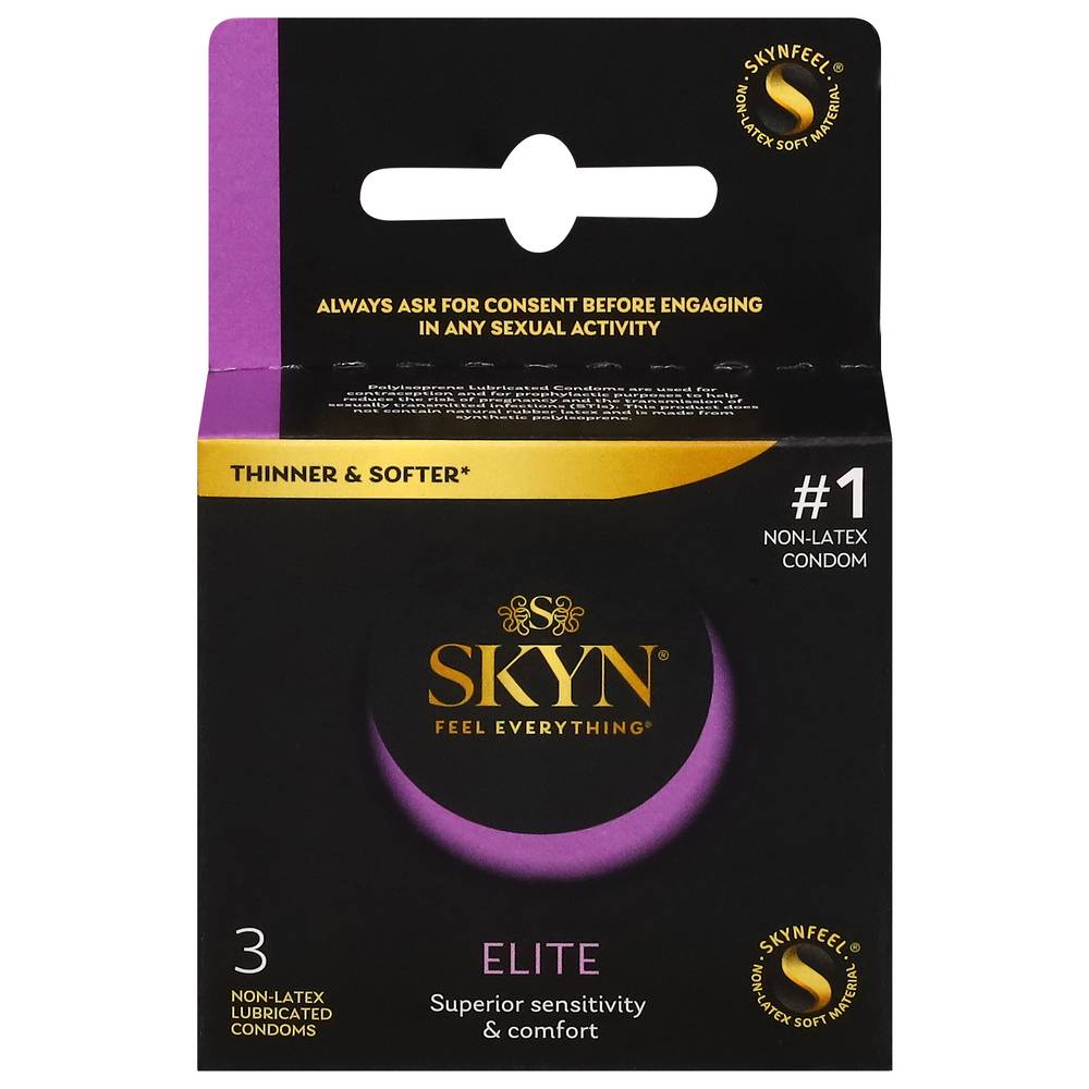 Skyn Elite Non-Latex Lubricated Condoms (3 ct)