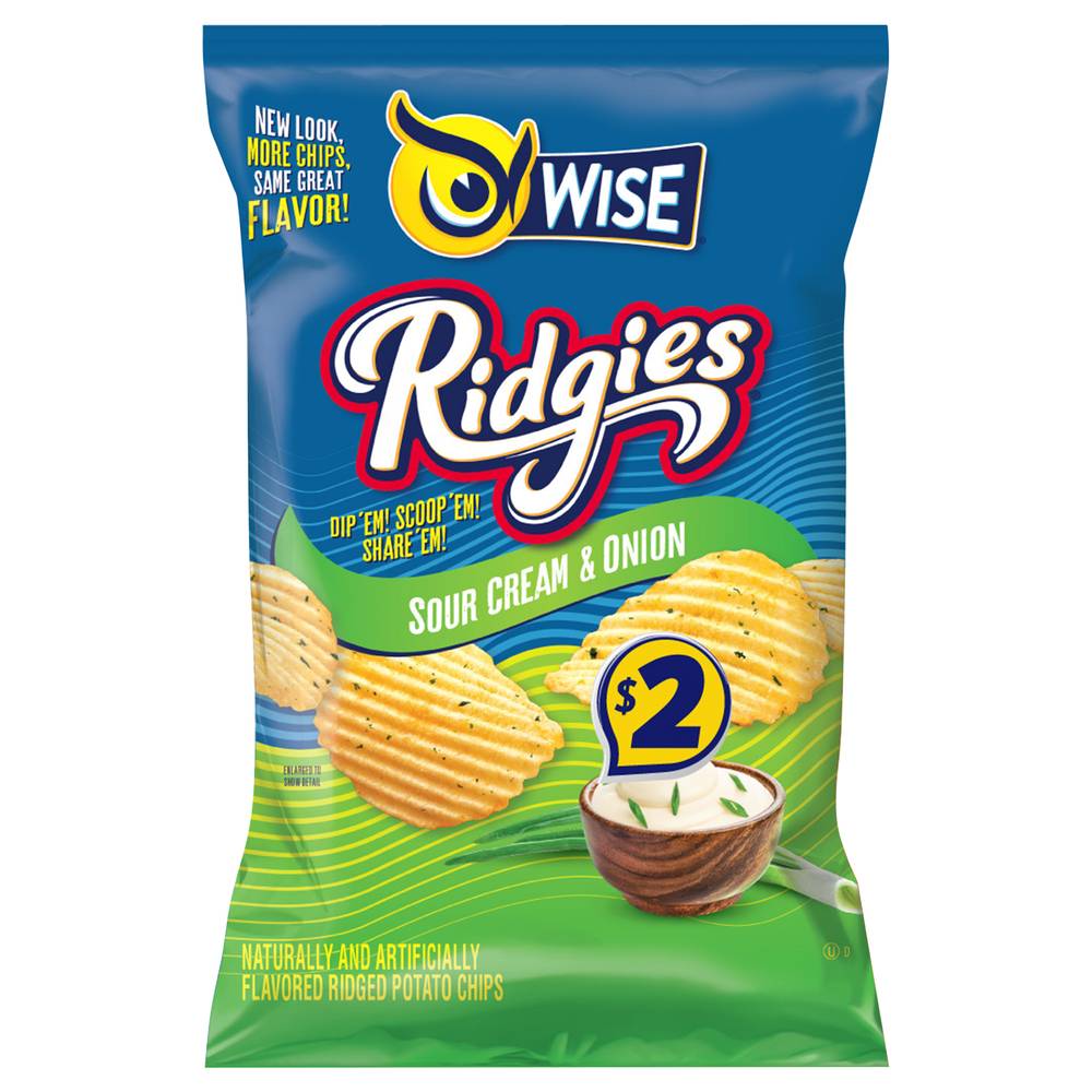 Wise Ridgies Potato Chips, Sour Cream-Onion (3 oz)