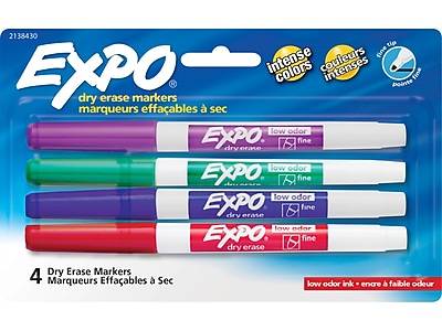 Expo Dry Erase Markers, Fine Tip, Assorted Colors, 4/Pack (2138430)