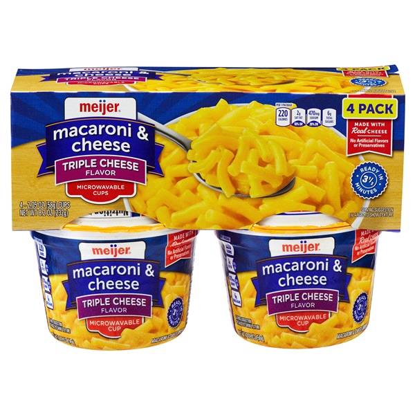 Meijer Triple Cheese Macaroni & Cheese Microwaveable Cups (4 ct)