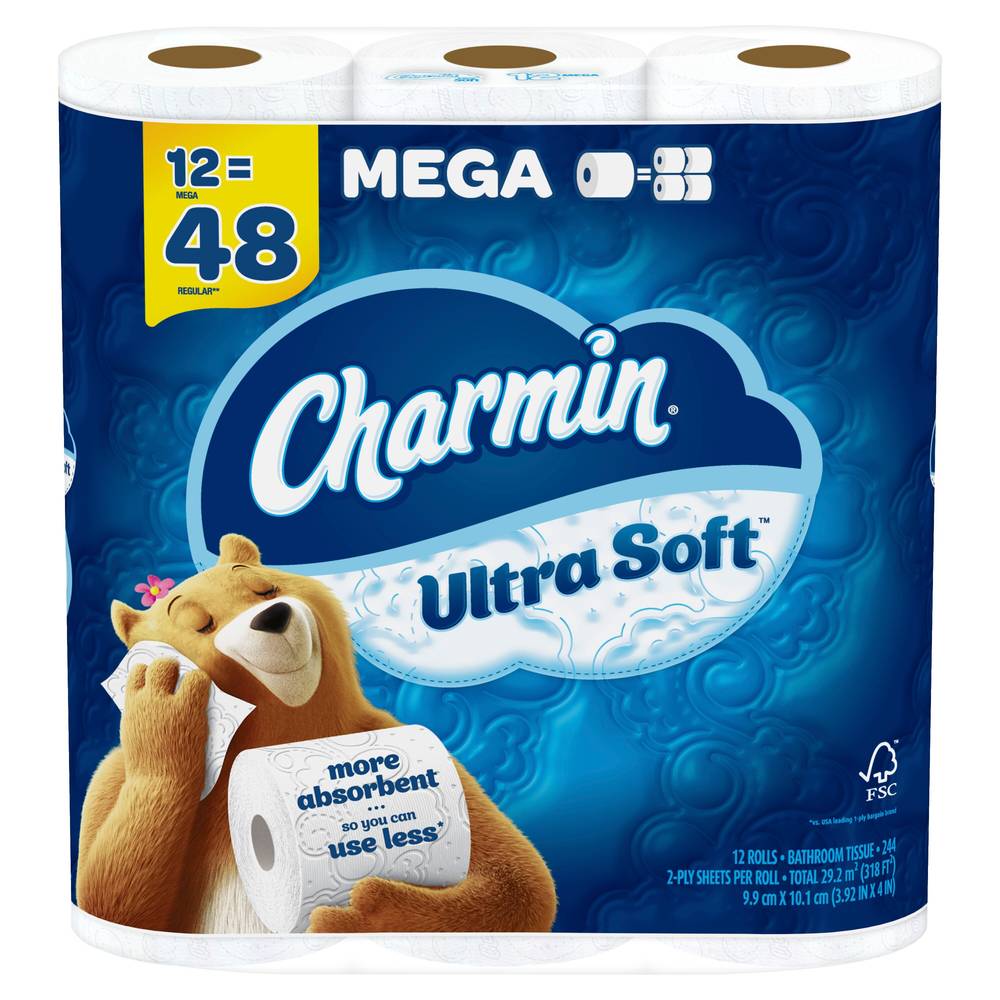 Charmin Ultra Soft Toilet Paper 12 Mega Rolls, 224 Sheets Per Roll