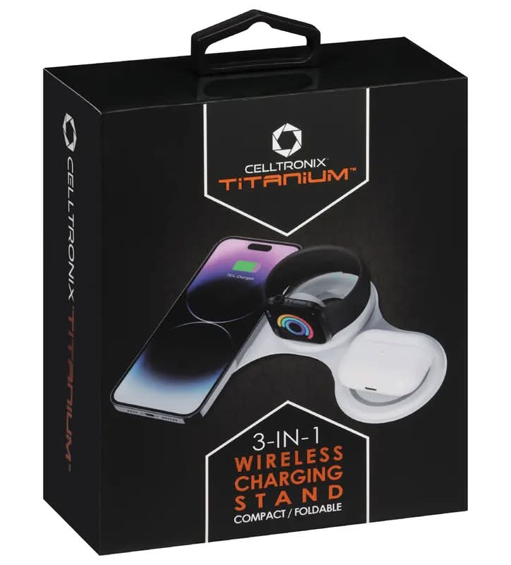 Celltronix Titanium 3-in-1 Wireless Compact Charging Stand