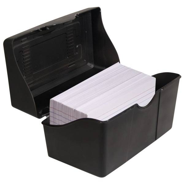 Advantus Innovative Storage Designs Black Plastic Card File Box