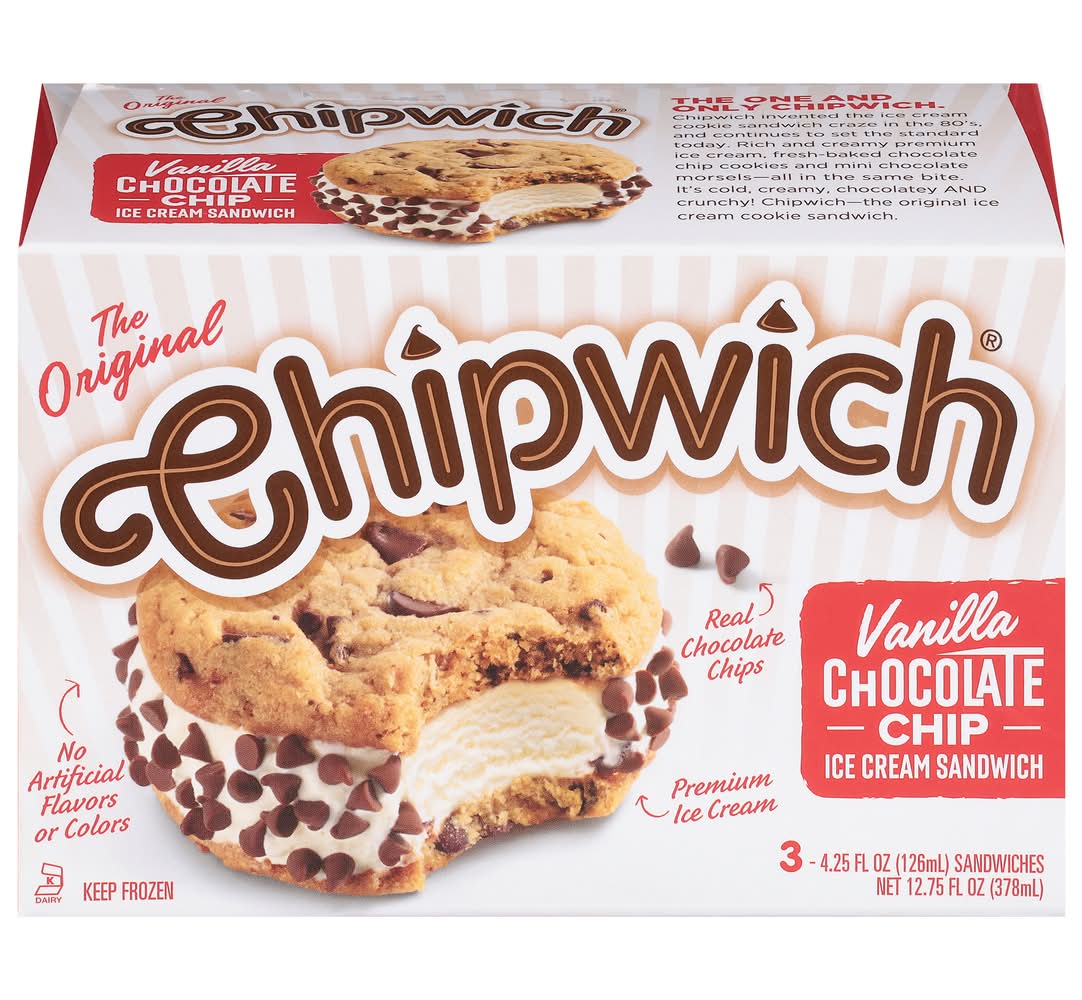 Chipwich Ice Cream Sandwich, Vanilla-Chocolate Chip (3 x 4.25 fl oz)