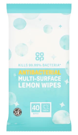Co-op Lemon, Antibacterial Multi Surface Wipes (40 pack)