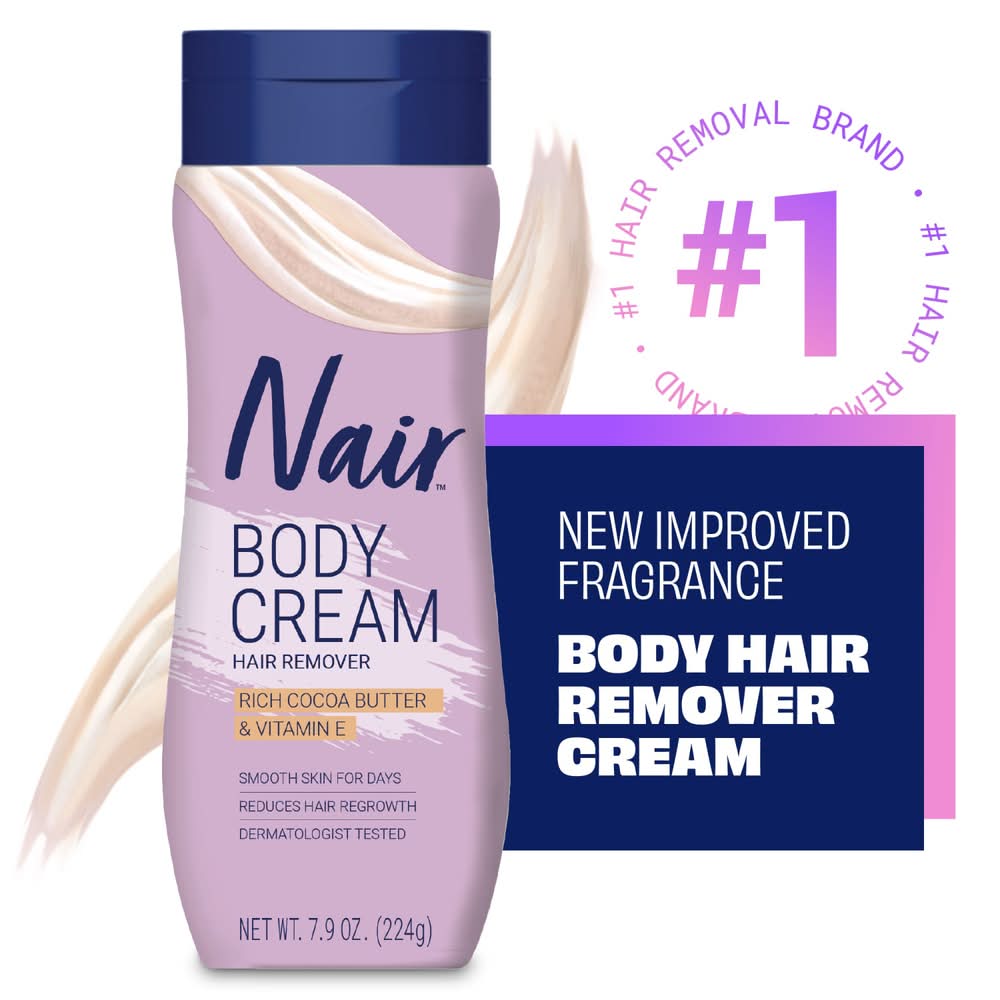 Nair Vitamin E Body Hair Removal Cream, Cocoa Butter (7.9 oz)