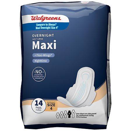 Walgreens Maxi Pads With Flex-Wings Unscented