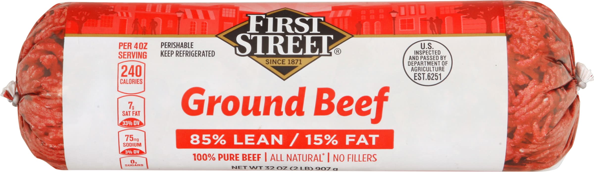 First Street 85% Lean Ground Beef (32 oz)