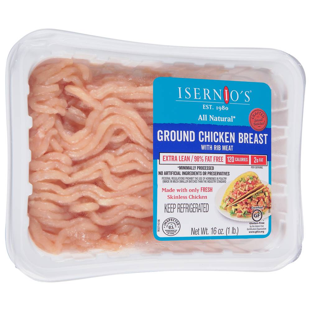 Isernio's Ground Chicken Breast Extra Lean 98% (16 oz)