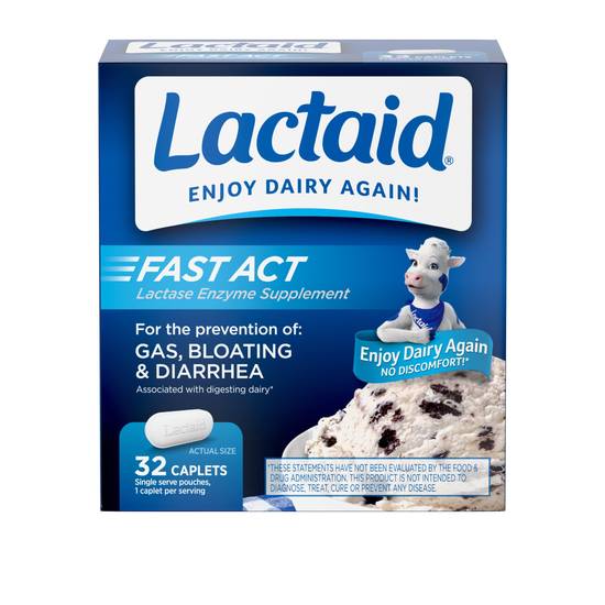 Lactaid Fast Act Lactose Intolerance Caplets, 32 CT