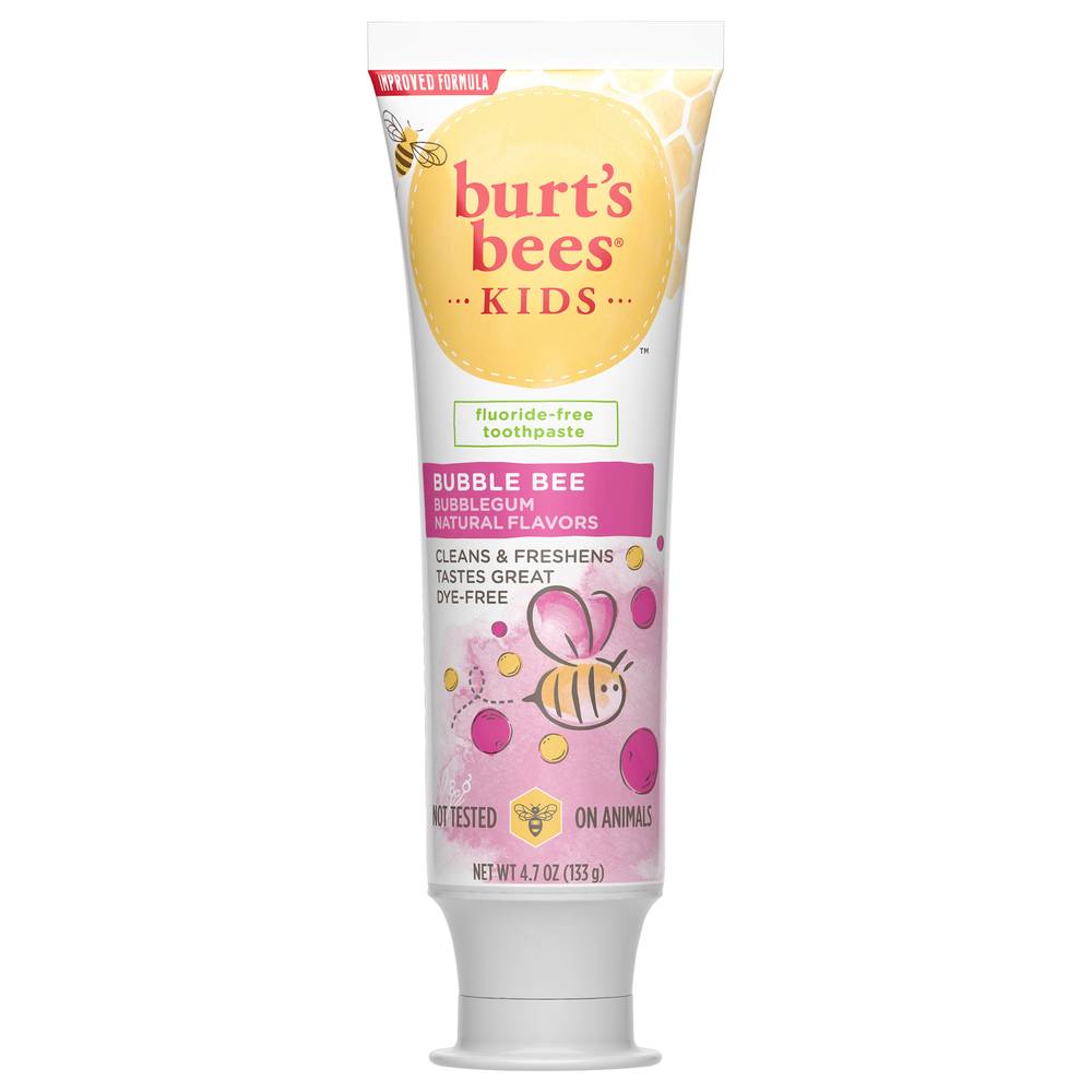 Burt's Bees Kids Toothpaste, Natural Flavor, Fluoride Free, Bubble Bee (4.7 oz)