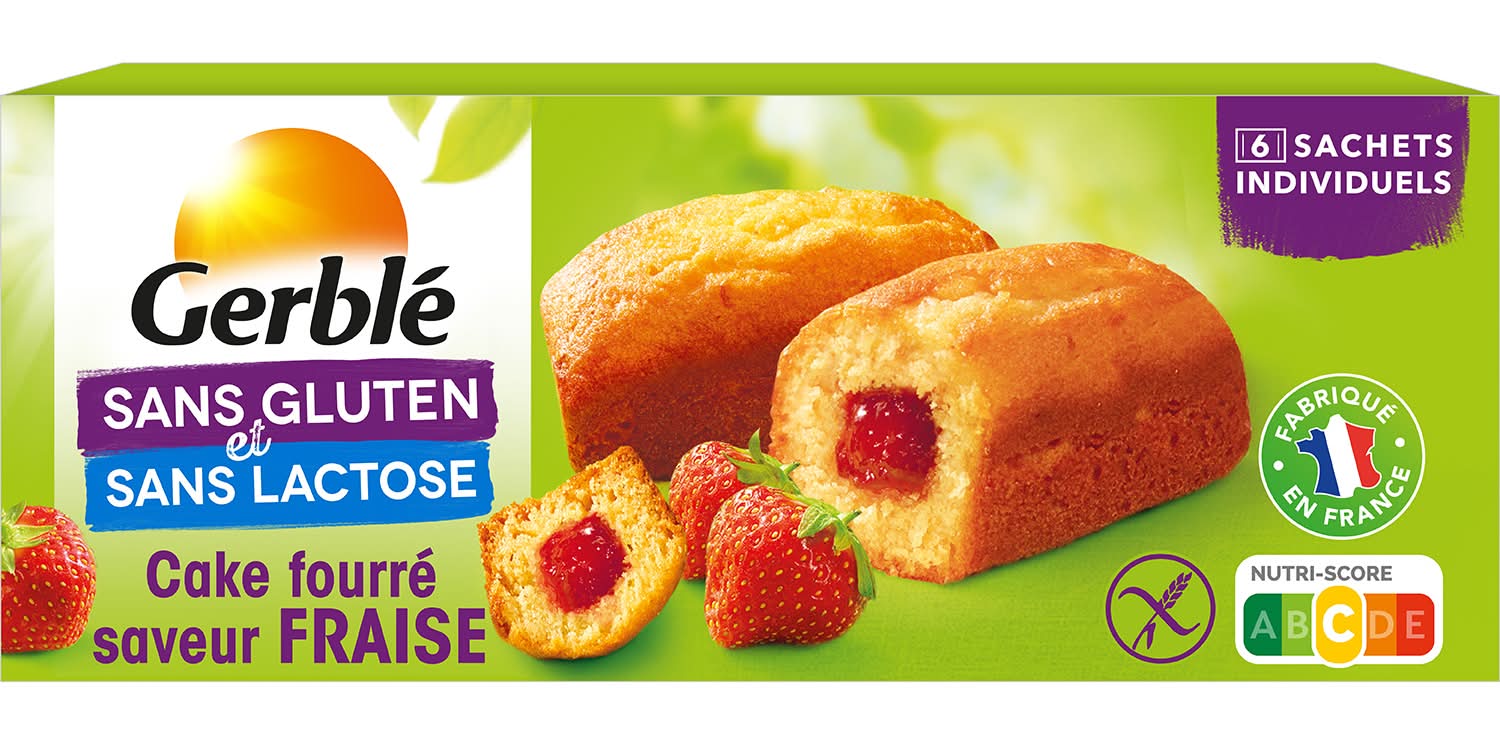 Gerblé - Gluten sans and lactose cake fourré saveur fraise (210g)