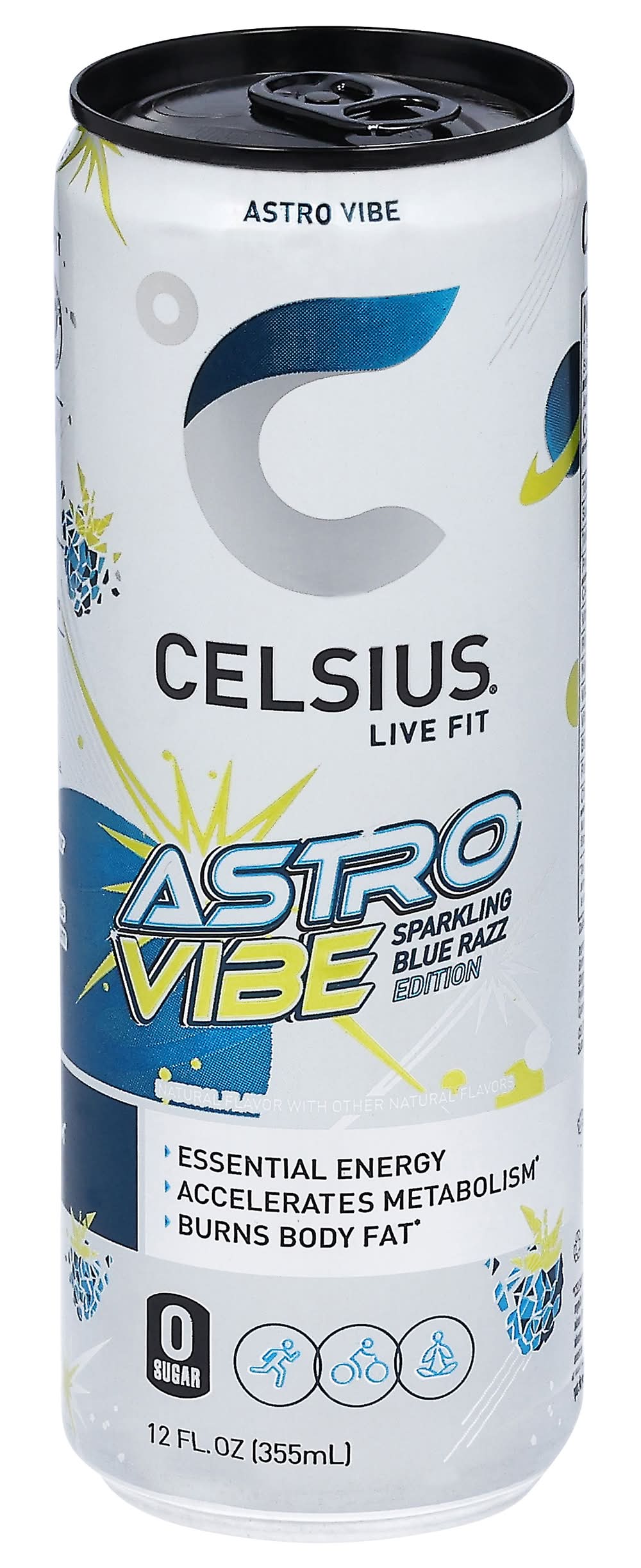 Celsius Live Fit Sparkling Blue Razz Energy Drink, Astro Vibe (12 fl oz)