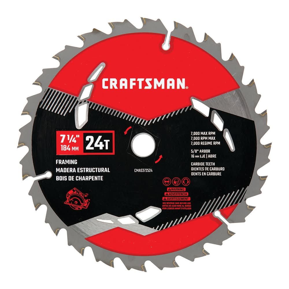 CRAFTSMAN 7-1/4-in 24 -Tooth Rough Finish Carbide Circular saw blade Individual