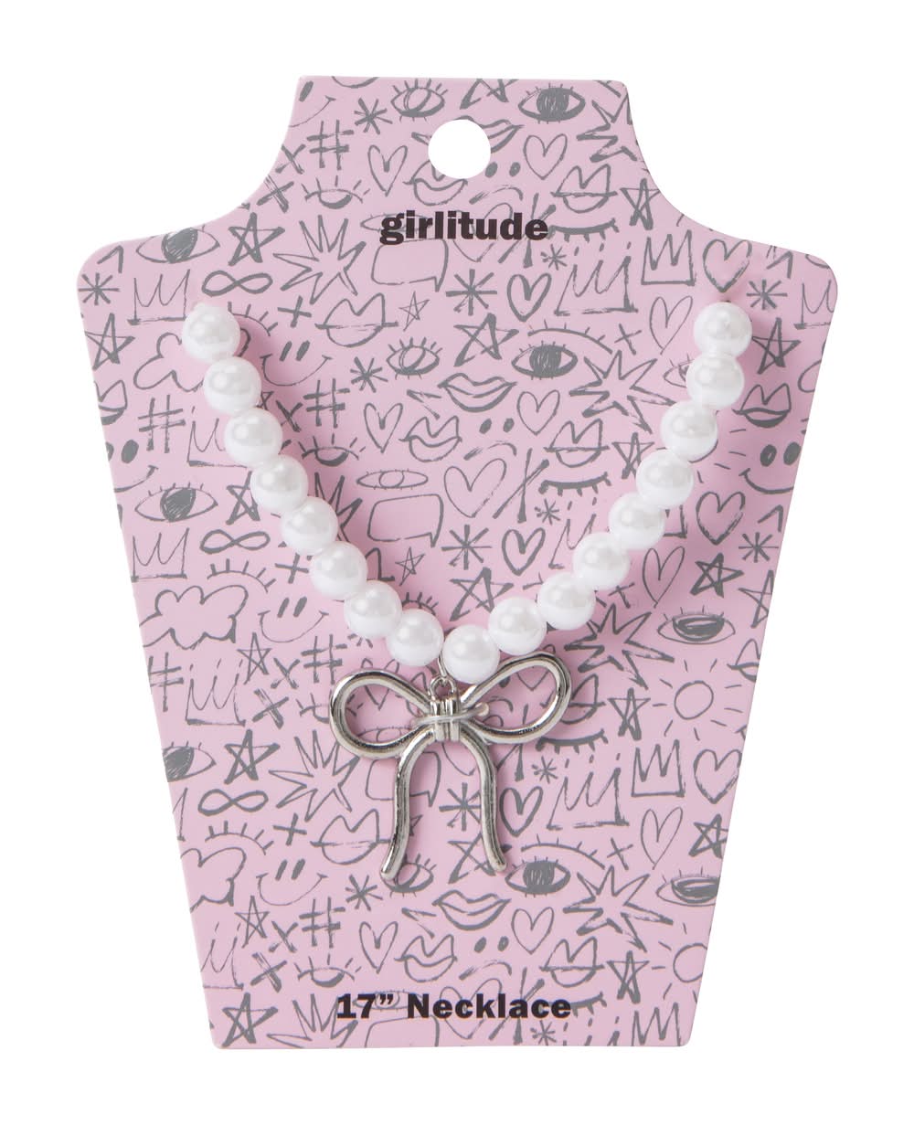 Girlitude Necklace Silver Bow