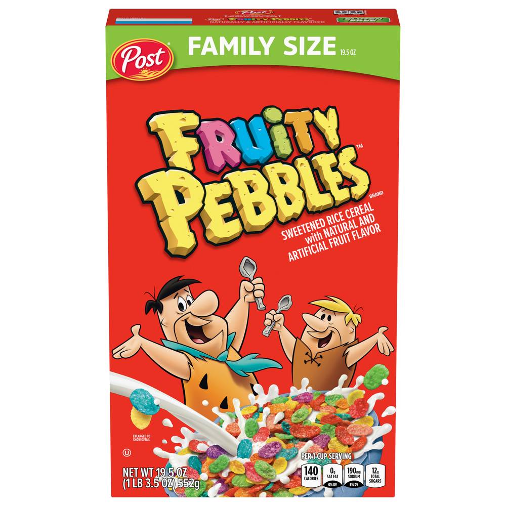 Fruity Pebbles Sweetened Rice Family Size Cereal, Fruit (1.22 lbs)