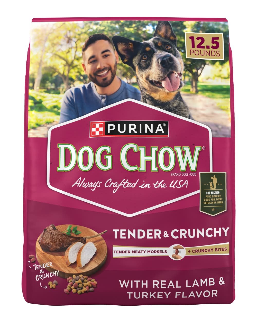 Purina Dog Chow Tender & Crunchy With Real Lamb & Turkey Recipe Dry Dog Food, Adult (12.5 lbs)