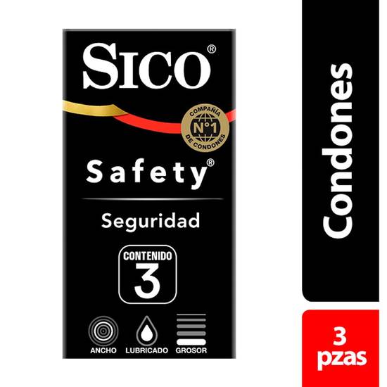 Sico condones de látex safety (caja 3 piezas)