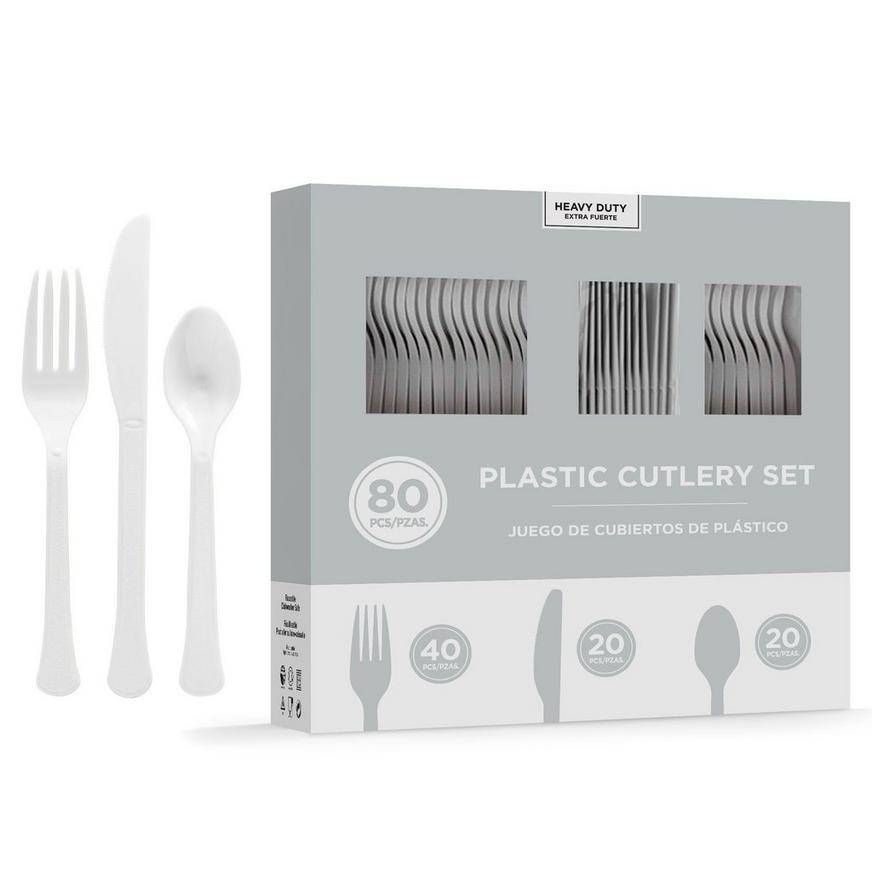 Party City Silver Heavy-Duty Plastic Cutlery Set Of 2 packs (silver)
