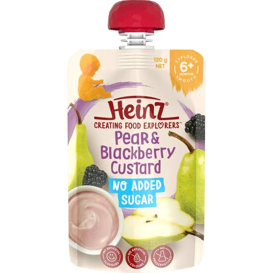 Heinz Pear & Blackberry Custard Baby Food Pouch 6+ Months 120g